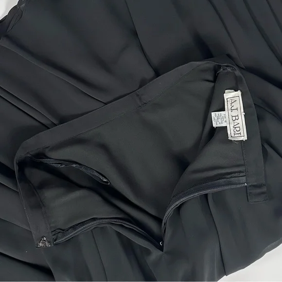 Vintage A.J. Bari by Kay Unger Chiffon Midi Skirt Black 6 S/XS Made in Korea - Picture 6 of 9